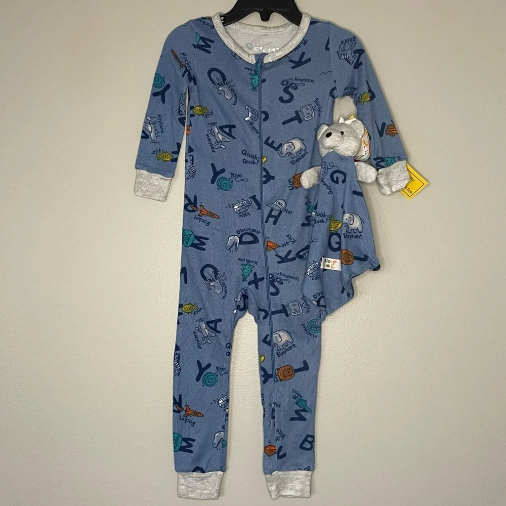 Sleep On It Alphabet Print Pajamas with Matching Lovey NWT